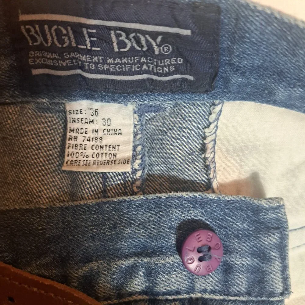 Vintage Bugle Boy‎ Men's Size 36x30 Loose Fit Blue Denim Jeans